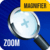 magnifier glass and flashlight logo