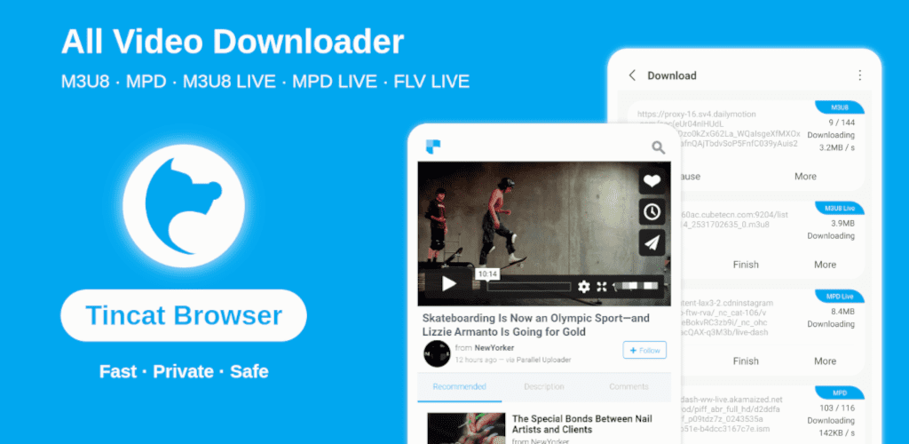 Tincat Browser - With M3U8 Video Downloader